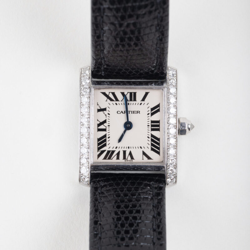 Preowned Cartier Tank White Gold with Diamond Shoulders