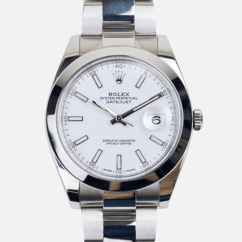 Preowned Rolex DateJust41 Stainless Steel Oyster Bracelet White Dial