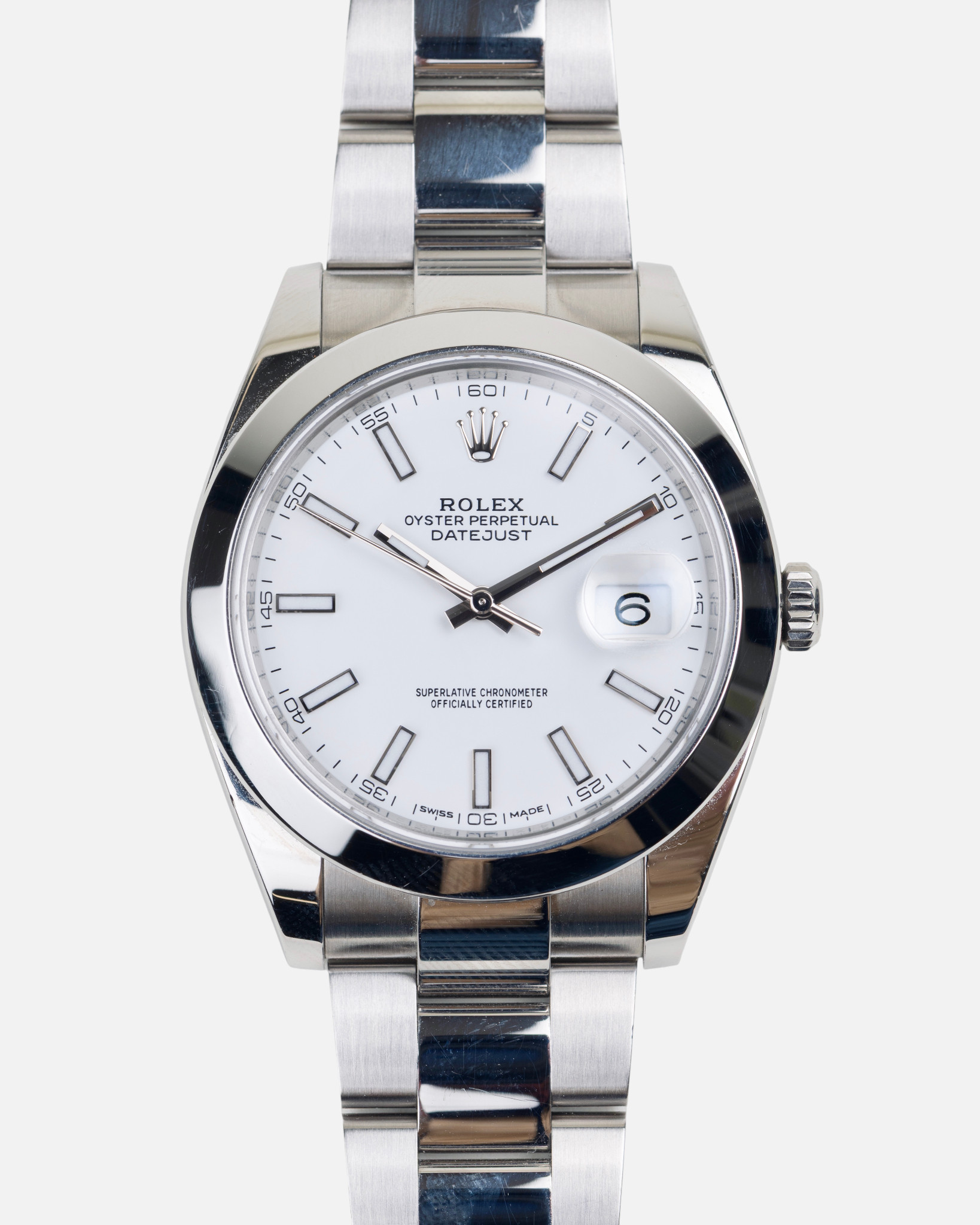 Preowned Rolex DateJust41 Stainless Steel Oyster Bracelet White Dial