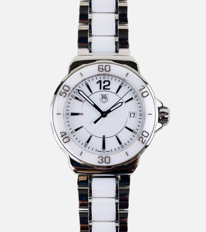 Tag Heuer Formula 1 Ladies Preowned Watch Stainless Steel and White Ceramic