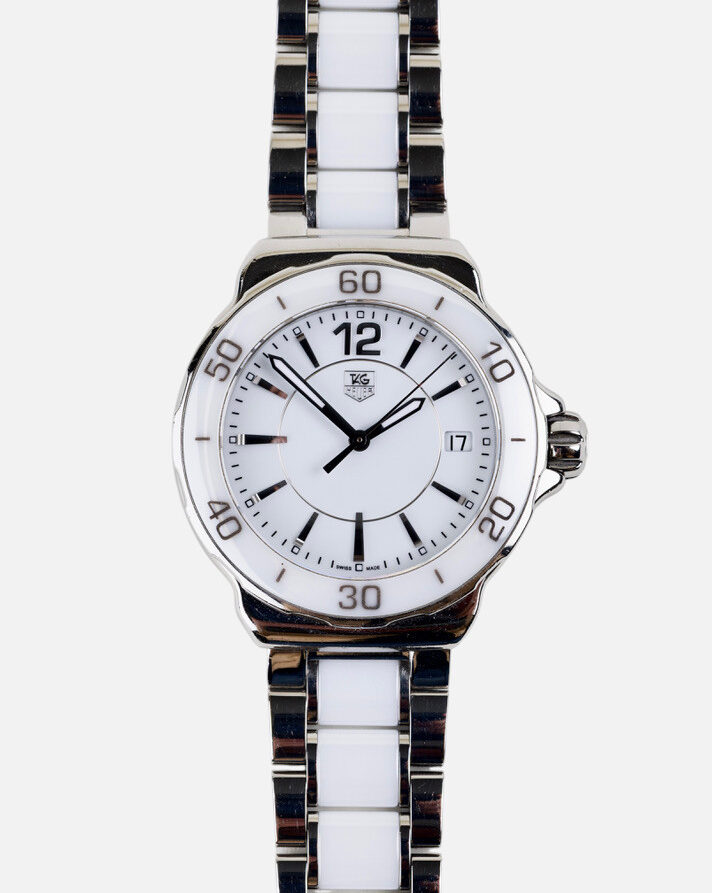 Tag Heuer Formula 1 Ladies Preowned Watch Stainless Steel and White Ceramic