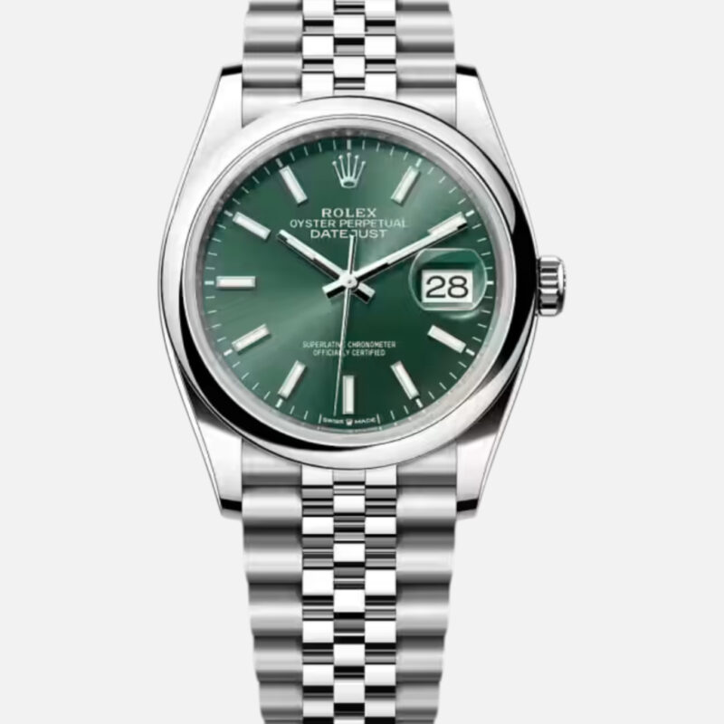 Rolex DateJust 36mm Jubliee Green Dial Baton Markers